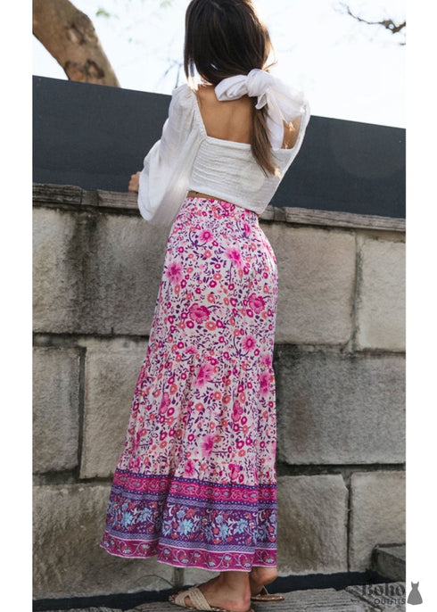 Boho Skirts in Esme Flower in Green For Women